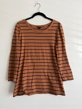 Talbots Rust Orange and Black Striped Long Sleeve Top
